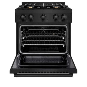 ZLINE 30' Select Dual Fuel Range Gas Cooktop Electric Convection Oven Black Stainless Steel Brass Burners HDRB-BR-30 - dimensions