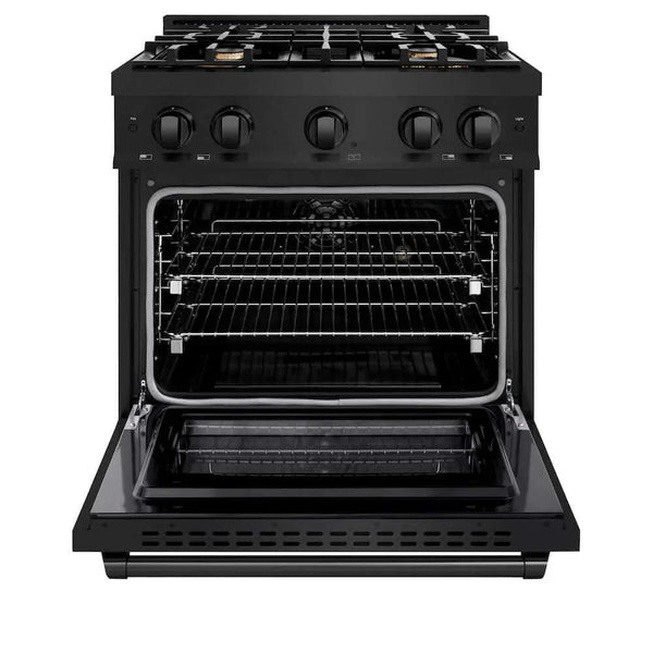 ZLINE 30' Select Dual Fuel Range Gas Cooktop Electric Convection Oven Black Stainless Steel Brass Burners HDRB-BR-30 - dimensions