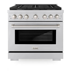 ZLINE 36'Paramount Dual Fuel Range Stainless Steel, Brass Burner, SDR-BR-36 - dimensions