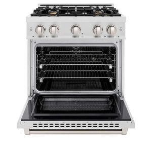 ZLINE 30' Select Dual Fuel Range Gas Cooktop Electric Convection Oven DuraSnow® Stainless Steel Brass Burners HDRS-BR-30 - dimensions