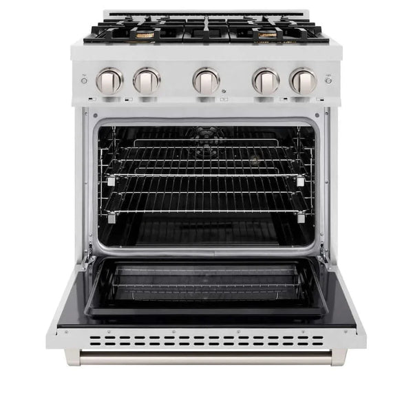 ZLINE 30' Select Dual Fuel Range Gas Cooktop Electric Convection Oven DuraSnow® Stainless Steel Brass Burners HDRS-BR-30 - dimensions
