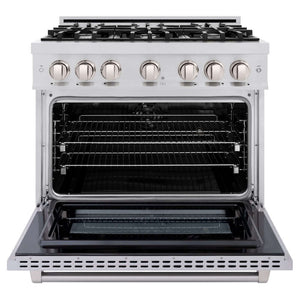ZLINE 36' Select Dual Fuel Range Gas Cooktop Electric Convection Oven Stainless Steel HDR36 - dimensions