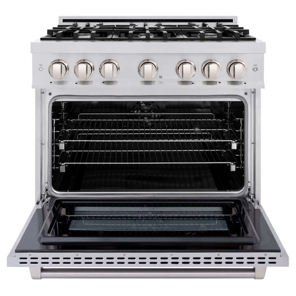 ZLINE 36' Select Dual Fuel Range Gas Cooktop Electric Convection Oven Stainless Steel HDR36 - dimensions