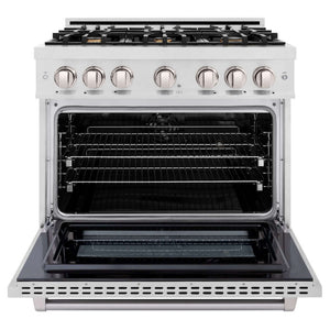 ZLINE 36' Select Dual Fuel Range Gas Cooktop Electric Convection Oven DuraSnow® Stainless Steel Brass Burners HDRS-BR-36 - dimensions