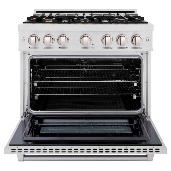 ZLINE 36' Select Dual Fuel Range Gas Cooktop Electric Convection Oven DuraSnow® Stainless Steel Brass Burners HDRS-BR-36 - dimensions