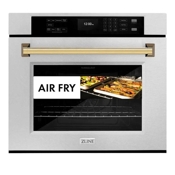 ZLINE 30'Professional True Convection Single Wall Oven, Air Fry, Self Clean, DuraSnow® Gold WASSZ-30-G - dimensions