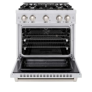 ZLINE 30' Select Dual Fuel Range Gas Cooktop Electric Convection Oven DuraSnow® Stainless Steel HDRS-30 - dimensions
