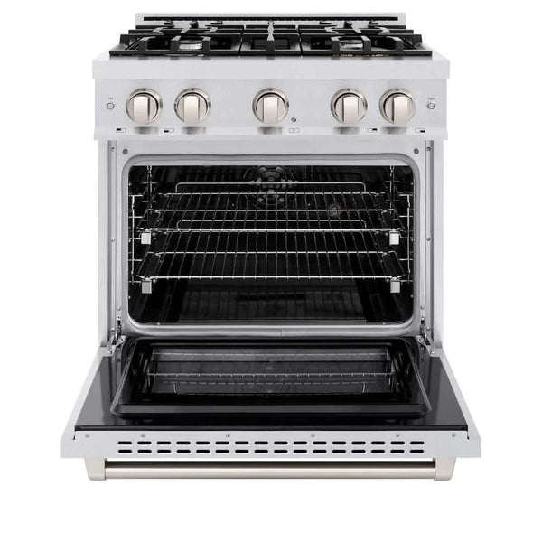 ZLINE 30' Select Dual Fuel Range Gas Cooktop Electric Convection Oven DuraSnow® Stainless Steel HDRS-30 - dimensions