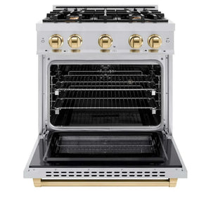 ZLINE 30' Select Gas Range Convection Gas Oven Stainless Steel Gold HGRZ-30-G - dimensions