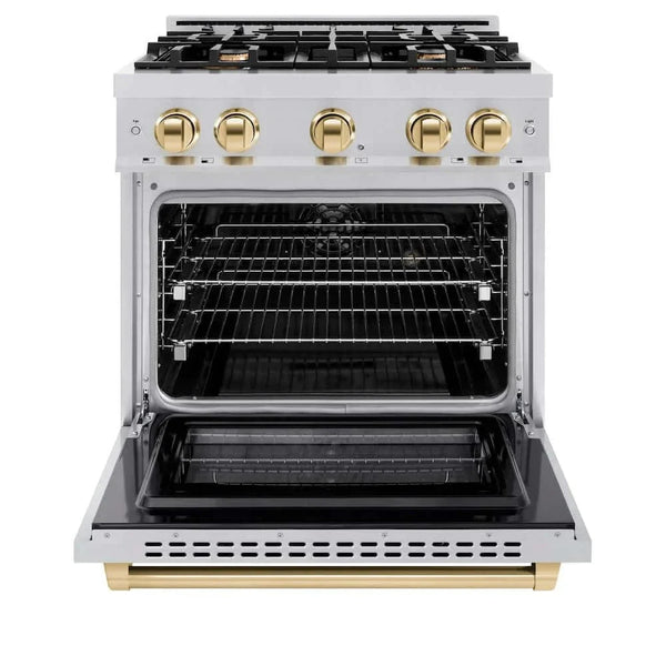ZLINE 30' Select Gas Range Convection Gas Oven Stainless Steel Gold HGRZ-30-G - dimensions