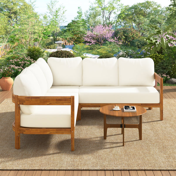 U_Style Acacia Solid Wood Patio Furniture Set - side view