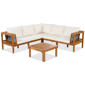 Kennedy 4 Piece Outdoor Acacia Wood Sofa Set with Coffee Table - view 11