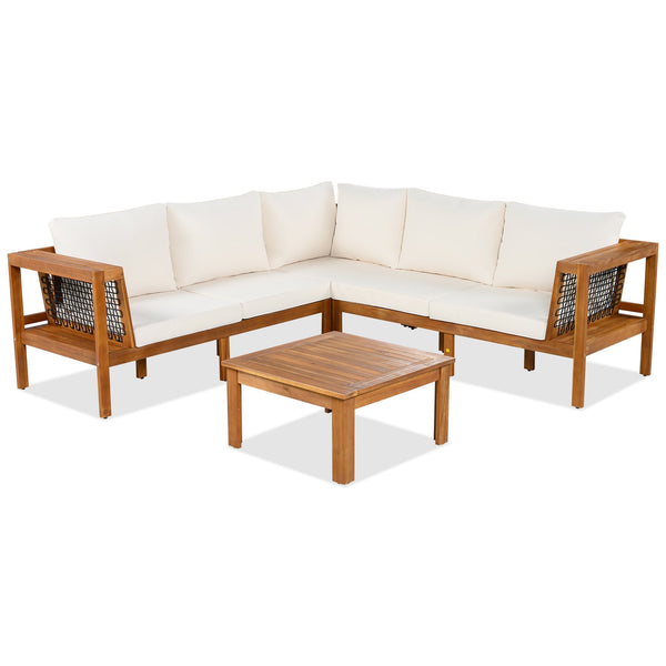Kennedy 4 Piece Outdoor Acacia Wood Sofa Set with Coffee Table - view 11