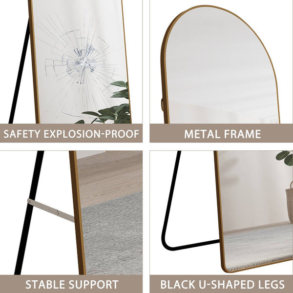 The 4th Generation Floor Mounted Full Length Mirror with Gold Frame - lifestyle photo