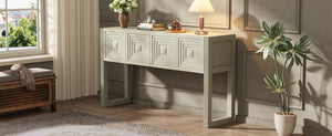 Geometric Carved Console Table with 3 Soft-Close Drawers - view 20