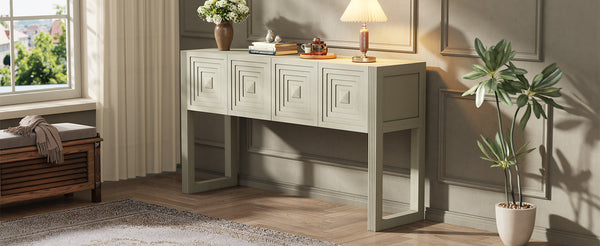 Geometric Carved Console Table with 3 Soft-Close Drawers - view 20