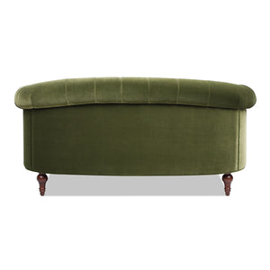 La Rosa Victorian Chesterfield Loveseat, Olive Green Performance Velvet - dimensions