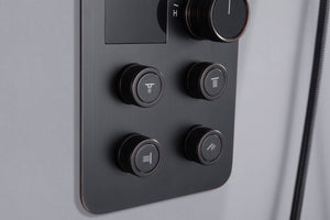 12-Inch Or 16 inch Non-LED Oil Rubbed Bronze (ORB) Ceiling-Mounted 4-Way Thermostatic Valve with Wall-Mounted 12-Inch Rain Head, Body Jets, and Dual Functionality - detail view