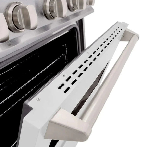ZLINE 30'Classic Gas Range, Convection Gas Oven, DuraSnow® Stainless Steel, White Matte Door CGRS-WM-30 - alternate view