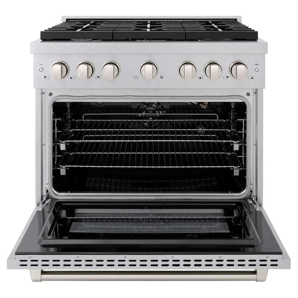ZLINE 36'Gas Range, Convection Gas Oven , DuraSnow® Brass Burners, SGRS-BR-36 - alternate view