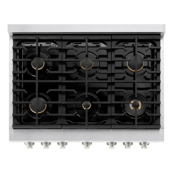 ZLINE 36'Paramount Dual Fuel Range Stainless Steel, Brass Burner, SDR-BR-36 - alternate view