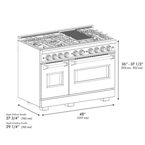ZLINE 48'Classic Gas Range, Convection Gas Oven, Stainless Steel, White Matte Door CGR-WM-48 - alternate view