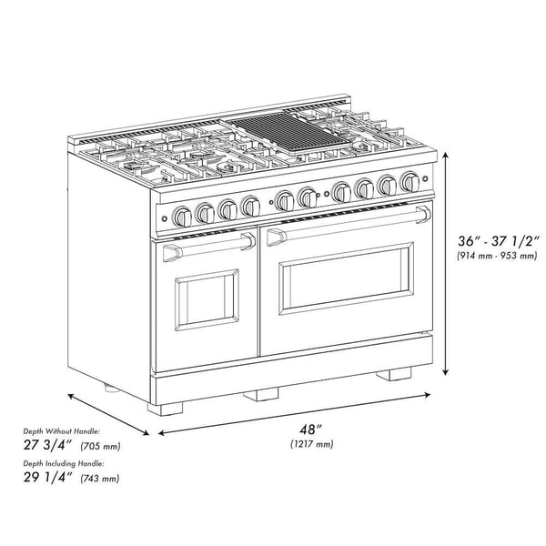 ZLINE 48'Classic Gas Range, Convection Gas Oven, Stainless Steel, White Matte Door CGR-WM-48 - alternate view