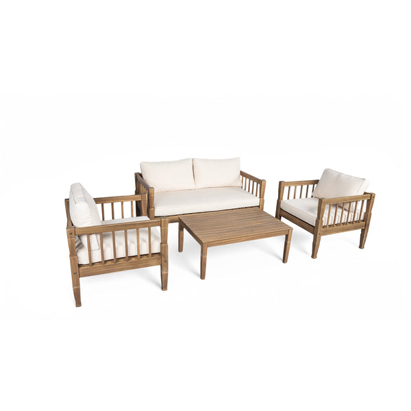 4-Piece Patio Furniture Set with Coffee Table and Cushions - close-up