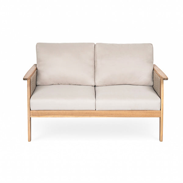 Outdoor 4pc Acacia Wood and Rope Sectional Patio Sofa Set - view 11