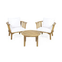 Patio Furniture Set, Outdoor Acacia Wood Patio Club Chair With Table - side view