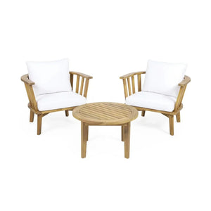 Patio Furniture Set, Outdoor Acacia Wood Patio Club Chair With Table - side view