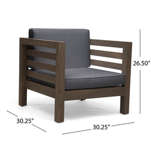 Outdoor Acacia Wood Patio Chair With Fabric Cushion - view 12