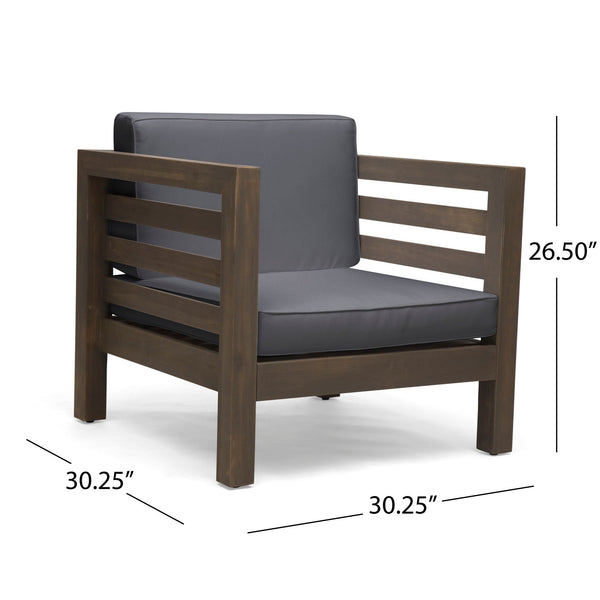 Outdoor Acacia Wood Patio Chair With Fabric Cushion - view 12