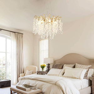 6-Light Chandelier Crystal Ceiling Lamp in Gold - alternate view