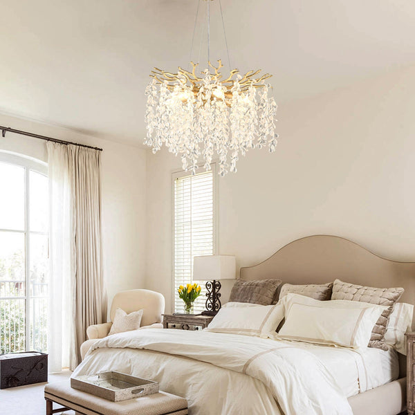 6-Light Chandelier Crystal Ceiling Lamp in Gold - alternate view