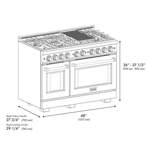 ZLINE 48' Select Dual Fuel Range Gas Cooktop Electric Convection Oven DuraSnow® Stainless Steel Brass Burners HDRS-BR-48 - in use