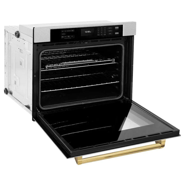 ZLINE 30'Professional True Convection Single Wall Oven, Air Fry, Self Clean, DuraSnow® Gold WASSZ-30-G - in use