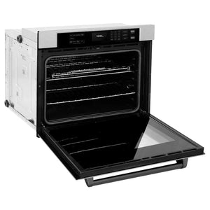 ZLINE 30'Professional True Convection Single Wall Oven, Air Fry, Self Clean, DuraSnow® Matte Black WASSZ-30-MB - in use