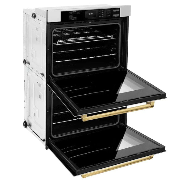 ZLINE 30'Professional True Convection Double Wall Oven, Air Fry, Self Clean, Stainless Steel, Gold WADZ-30-G - in use
