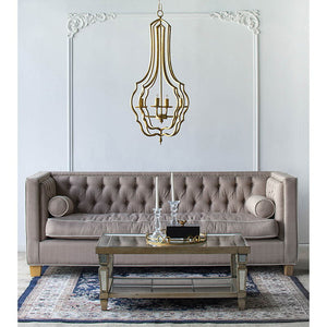 4 Light Chandelier, Hanging Light Fixture With Adjustable Chain For Kitchen, Bulb Not Included - Gold - detail view