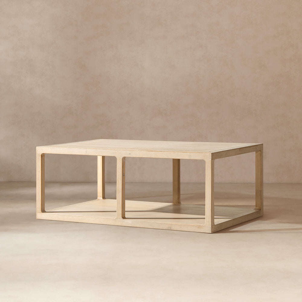 Ellis 48' Reclaimed Wood Open Frame Coffee Table with Lower Shelf