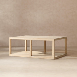 Ellis 48' Reclaimed Wood Open Frame Coffee Table with Lower Shelf - front view