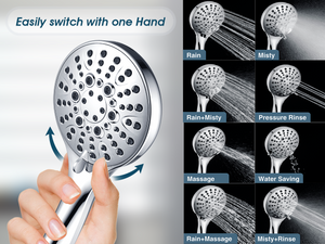 Dual Shower Head with Adjustable Extension Arm, 3-Way Diverter and Hose - lifestyle photo
