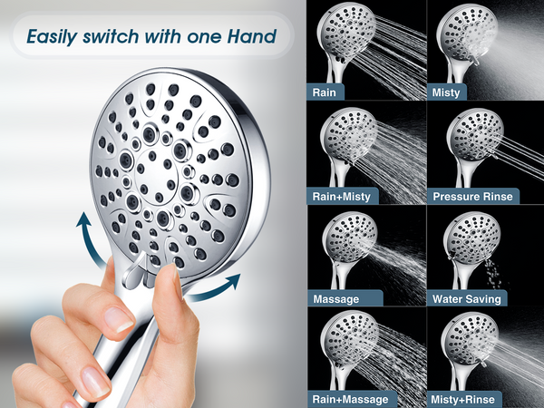 Dual Shower Head with Adjustable Extension Arm, 3-Way Diverter and Hose - lifestyle photo