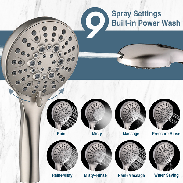 Dual Shower Head with Adjustable Extension Arm, 3-Way Diverter and Hose - view 17