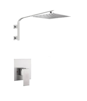 12 Inch Rain head big arc wall Mount Brushed Nickel Shower System two way or single way Rough-in Valve Body with trim - dimensions