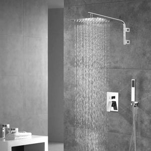 12 Inch Rain head big arc wall Mount Brushed Nickel Shower System two way or single way Rough-in Valve Body with trim - front view