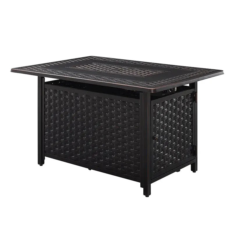 Albany 44' Rectangular Woven Aluminum Convertible Gas Fire Pit Table