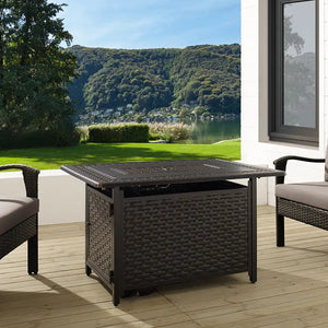 Albany 44' Rectangular Woven Aluminum Convertible Gas Fire Pit Table - detail view