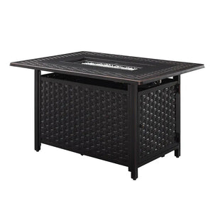 Albany 44' Rectangular Woven Aluminum Convertible Gas Fire Pit Table - dimensions